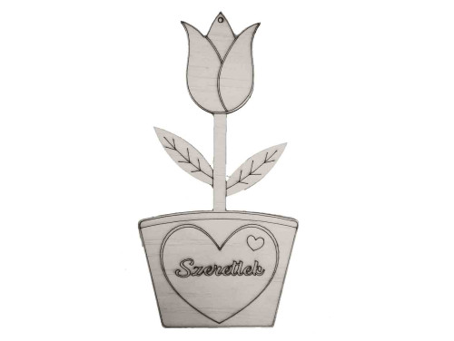 Fa Tulipán - Szeretlek - Fa virág dekoráció - Szerelmes Ajándék